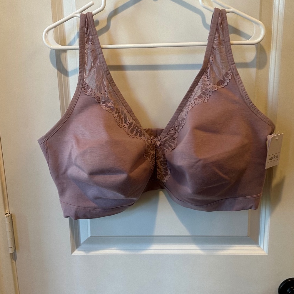 Auden Unlined Wire Free Bra Natural Look 44G  in Dusty Pink